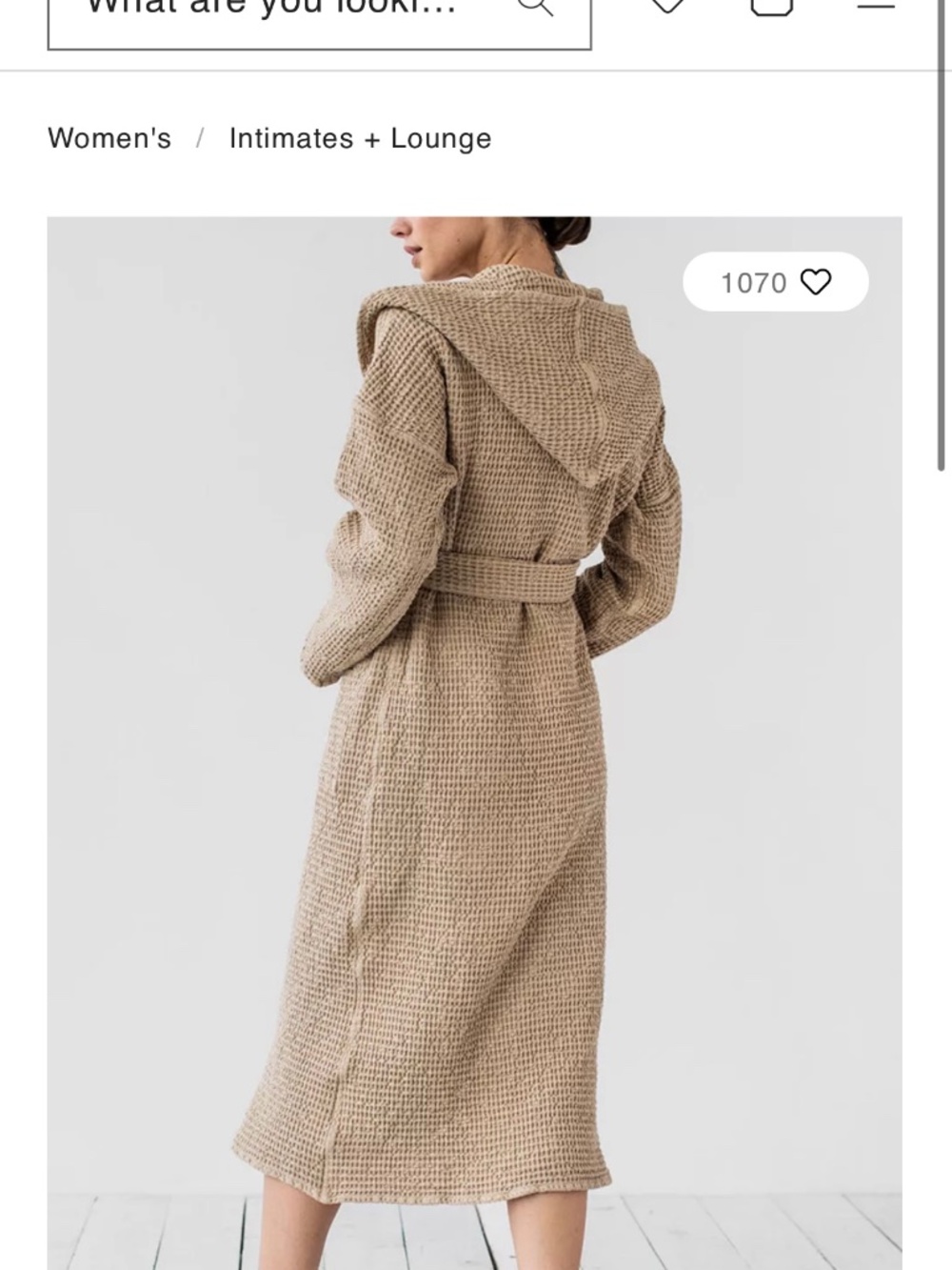 MagicLinen Waffle Hooded Bath Robe Waffle dark beige walnut light brown 2 pieces